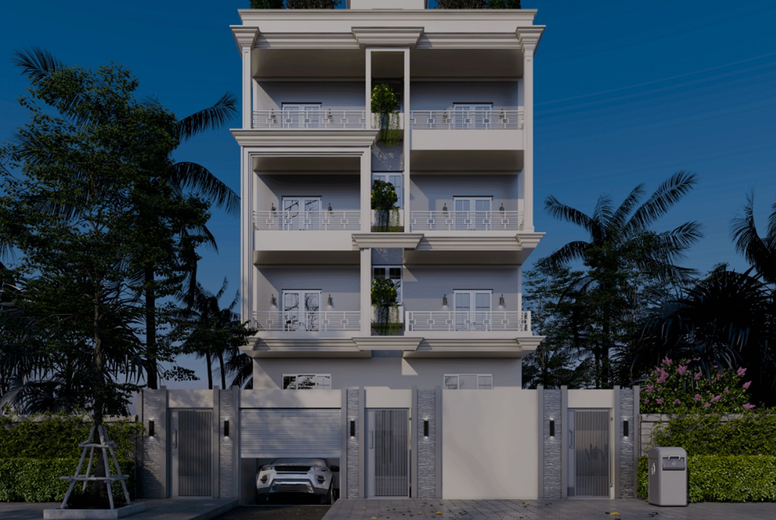 Architectural render of Tree's October Gardens building